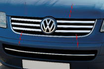 Volkswagen T5 Multivan 2003–2010 гг. Хромированные Накладки на Решетку (6 шт, Нержавеющая Сталь) фото 1