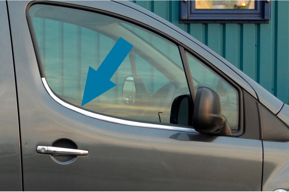 Peugeot Partner Tepee 2008-2018 гг. Окантовка Окон (2 шт., Нержавеющая Сталь) OmsaLine - Итальянская Нержавейка Image