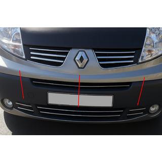Накладки на решетку бампера 2007-2015 (6 шт, нержавейка) Renault Trafic 2001–2015 гг. фото 1