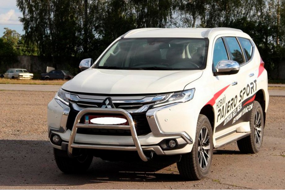 Mitsubishi Pajero Sport 2015- гг. Передняя защита WT022 Нержавейка Фото 3