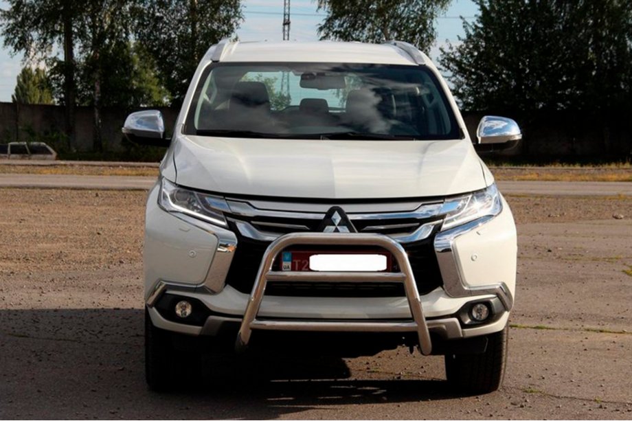Mitsubishi Pajero Sport 2015- гг. Передняя защита WT022 Нержавейка Фото 2