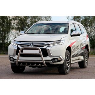 Передняя защита WT008 (нержавейка) Mitsubishi Pajero Sport 2015- гг. фото 4