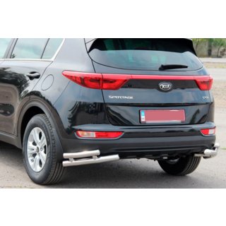 Задняя защита двойные углы AK003 Двойной (нерж) Kia Sportage 2015-2021 гг. фото 2