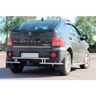 Задняя защита AK005-2 (нерж. сталь) SsangYong Action 2005-2018 гг. фото 3