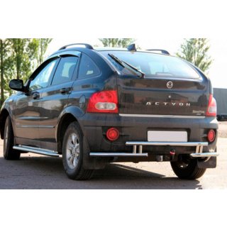 Задняя защита AK005-2 (нерж. сталь) SsangYong Action 2005-2018 гг. фото 1