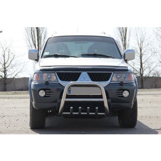 Кенгурятник QT006 (нержавейка) Mitsubishi Pajero Sport 1996-2007 гг. фото 2