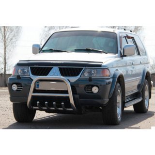 Кенгурятник QT006 (нержавейка) Mitsubishi Pajero Sport 1996-2007 гг. фото 3