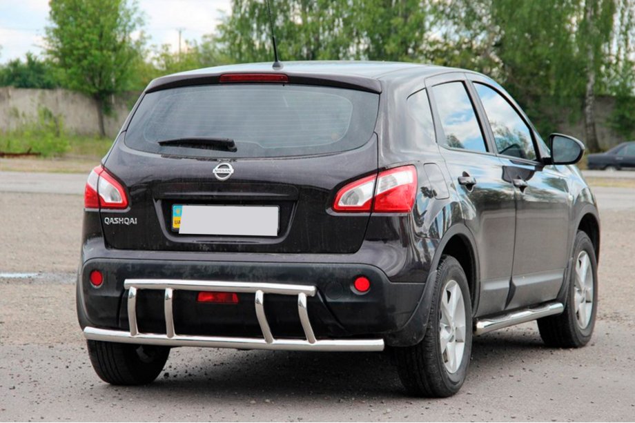 Nissan Qashqai 2010-2014 гг. Задняя дуга AK011 (нержавейка) Фото 3