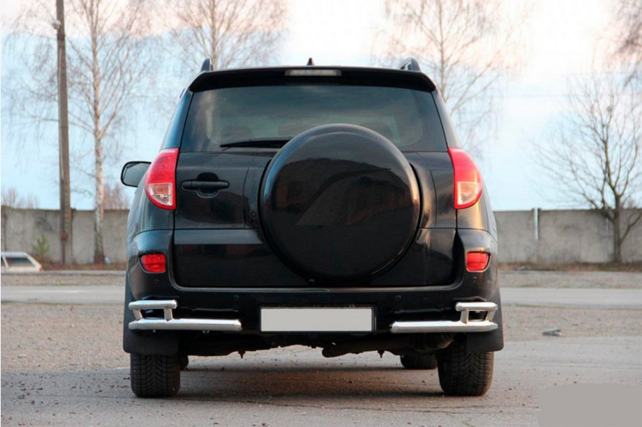 Toyota Rav 4 2006-2013 гг. Задние уголки AK003-Double (2 шт., нержавейка) Фото 2