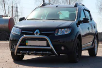 Renault Sandero 2013-2022 гг. Передняя дуга WT003 (нерж. сталь) фото 1