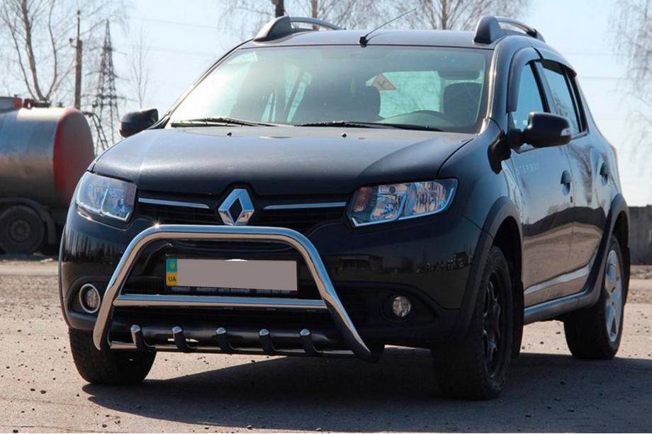 Renault Sandero 2013-2022 гг. Передняя дуга WT003 (нерж. сталь) Image