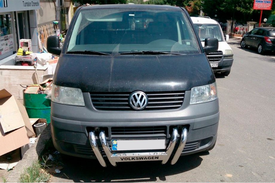 Volkswagen T5 Transporter 2003-2010 гг. Кенгурятник ST006-04 Решетка (Нержавейка) Фото 3