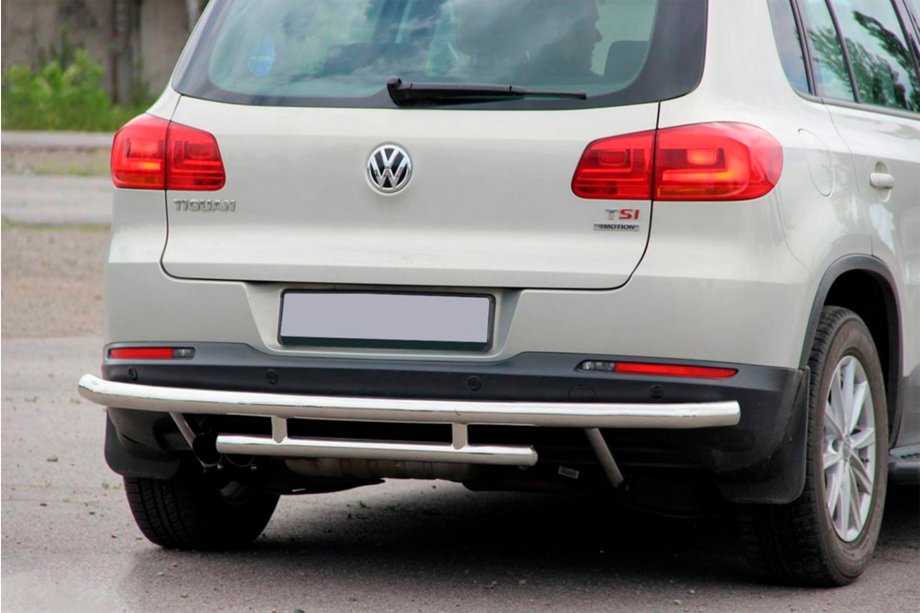 Volkswagen Tiguan 2007-2016 гг. Задняя защита AK002-2 (нерж. сталь) Фото 2