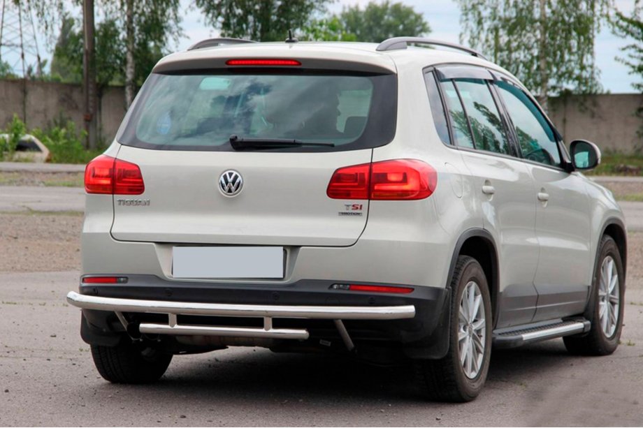 Volkswagen Tiguan 2007-2016 гг. Задняя защита AK002-2 (нерж. сталь) Фото 4