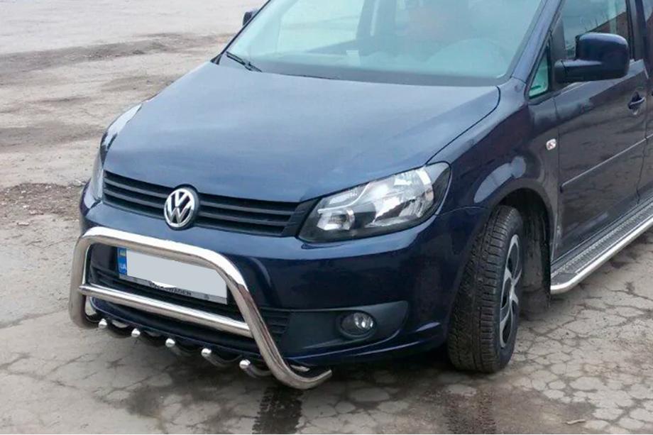 Volkswagen Caddy 2010-2015 гг. Защита переднего бампера WT003 (60 мм, нержавейка) 60 мм Фото 2