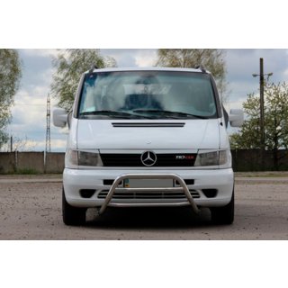 Защита переднего бампера WT022 (нержавейка) Mercedes Vito W638 1996-2003 гг. фото 1