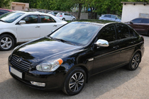 Hyundai Accent 2006-2010 гг. Накладки на Зеркала (2 шт., пластик) OmsaLine фото 1