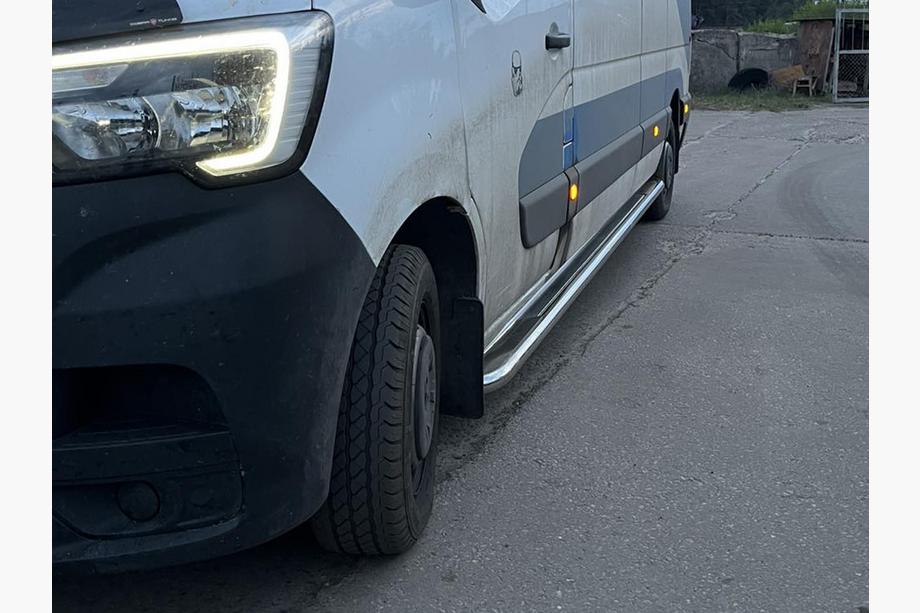 Opel Movano 2010-2021 гг. Боковые Подножки Premium (2 шт., Нержавейка) 60 мм, длинная база Фото 5