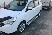 Dacia Lodgy 2012-2022 гг. Боковые Подножки Maya V2 (2 шт., Алюминий) фото 1