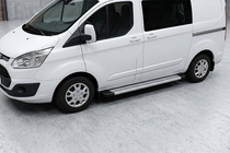 Ford Custom 2013-2022 гг. Боковые Подножки Maya V2 (2 шт., Алюминий) фото 1