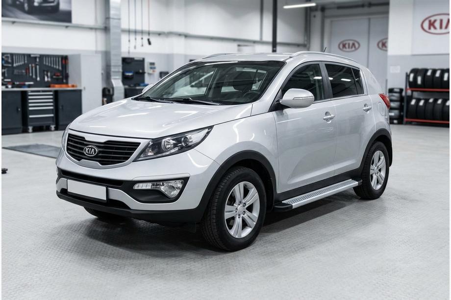 Kia Sportage 2010-2015 гг. Боковые Подножки Maya V2 (2 шт., Алюминий) Фото 1