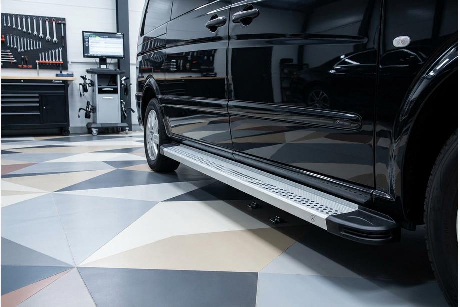 Mercedes Viano 2004-2014 гг. Боковые Подножки Maya V2 (2 шт., Алюминий) Image