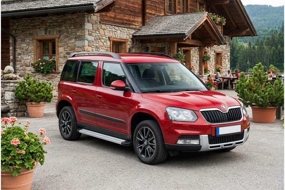 Skoda Yeti 2009-2017 гг. Боковые Подножки Maya V2 (2 шт., Алюминий) Фото 1