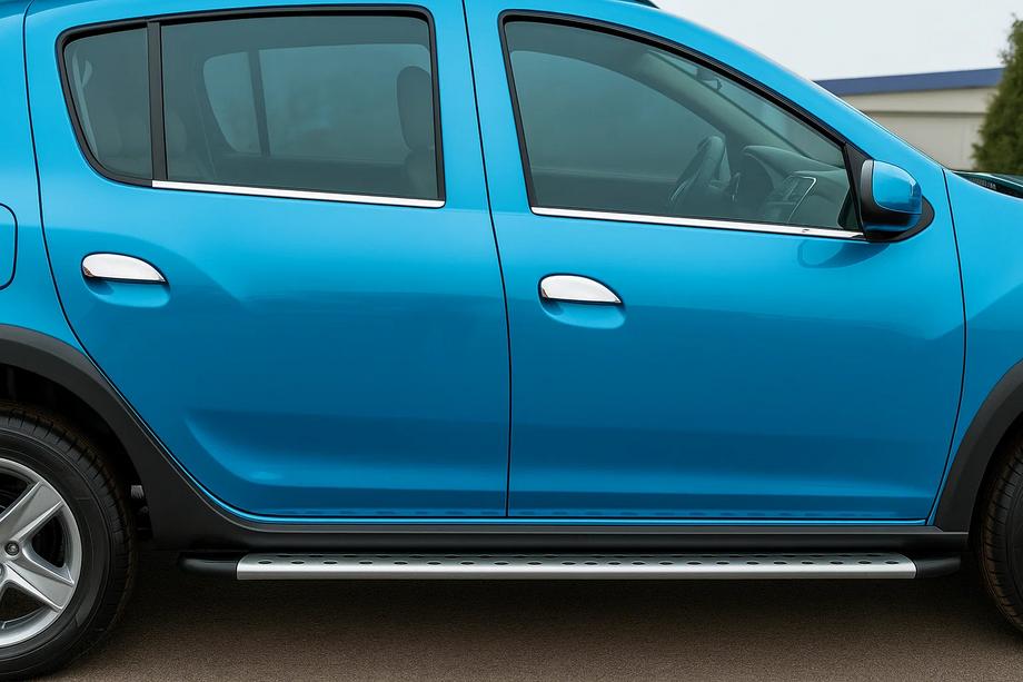 Renault Sandero 2007-2013 гг. Наружные молдинги окон нержавейка (4 шт.) OmsaLine - Итальянская Нержавейка Image
