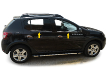 Renault Sandero 2013-2022 гг. Окантовка окон Нержавеющая сталь (4 шт.) OmsaLine - Итальянская Нержавейка фото 1