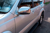 Toyota Land Cruiser Prado 120 2002-2009 гг. Накладки на Зеркала (2 шт., Нержавейка) Carmos - Турецкая Нержавеющая Сталь фото 4