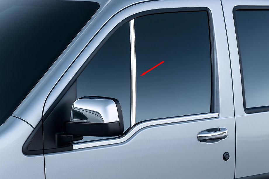 Ford Connect 2006–2009 гг. Вертикальные молдинги из нержавейки на форточку (2 шт.) Carmos - Турецкая Нержавеющая Сталь Image
