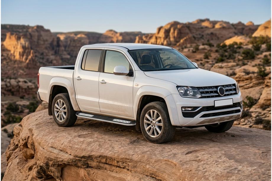 Volkswagen Amarok 2010-2022 гг. Боковые Подножки Tayga V2 (2 шт., Алюминий) Image
