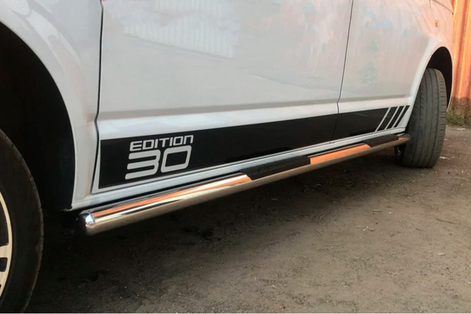 Volkswagen T5 Multivan 2003–2010 гг. Боковые трубы (2 шт., нержавейка) 60мм, Длинная база Фото 10