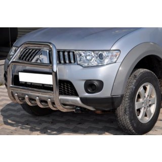 Передняя защита QT007 (нержавейка) Mitsubishi Pajero Sport 2008-2015 гг. фото 3