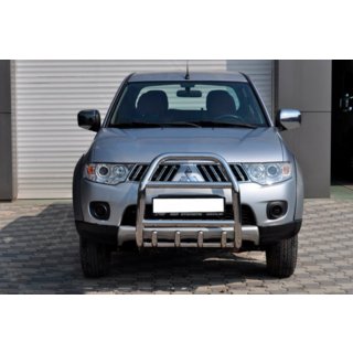 Передняя защита QT007 (нержавейка) Mitsubishi Pajero Sport 2008-2015 гг. фото 2