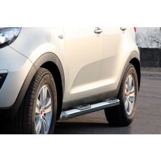 Боковые трубы (2 шт., нержавейка) Kia Sportage 2010-2015 гг. фото 4