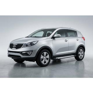 Боковые Подножки Allmond Grey (2 шт., Алюминий) Kia Sportage 2010-2015 гг. фото 1