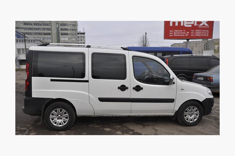 Fiat Doblo I 2005-2010 гг. Хромированные Рейлинги Стандартная база, пластиковые ножки Фото 18