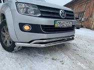 Volkswagen Amarok 2010-2022 гг. Передняя защита двойная Vegas 2010-2016 нержавейка фото 8