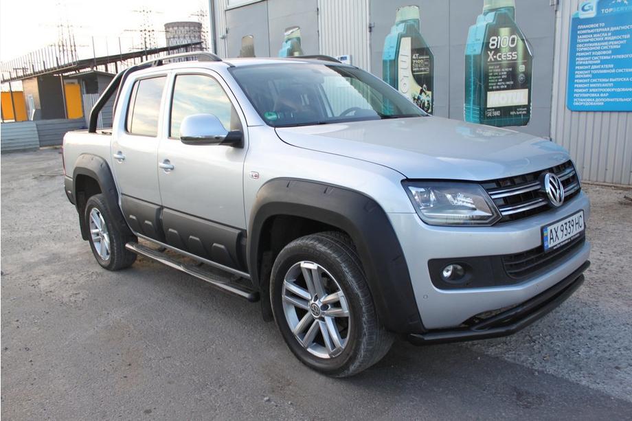 Volkswagen Amarok 2010-2022 гг. Передняя защита двойная Vegas 76/42 2010-2016 (черный) Фото 2