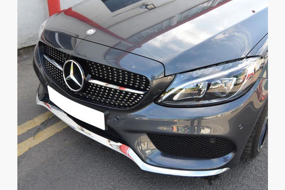 Mercedes C-class W205 2014-2021 гг. Передняя решетка Diamond Silver (для Avantgarde/AMG-Line/C43 AMG) 2018+, без камеры Фото 16