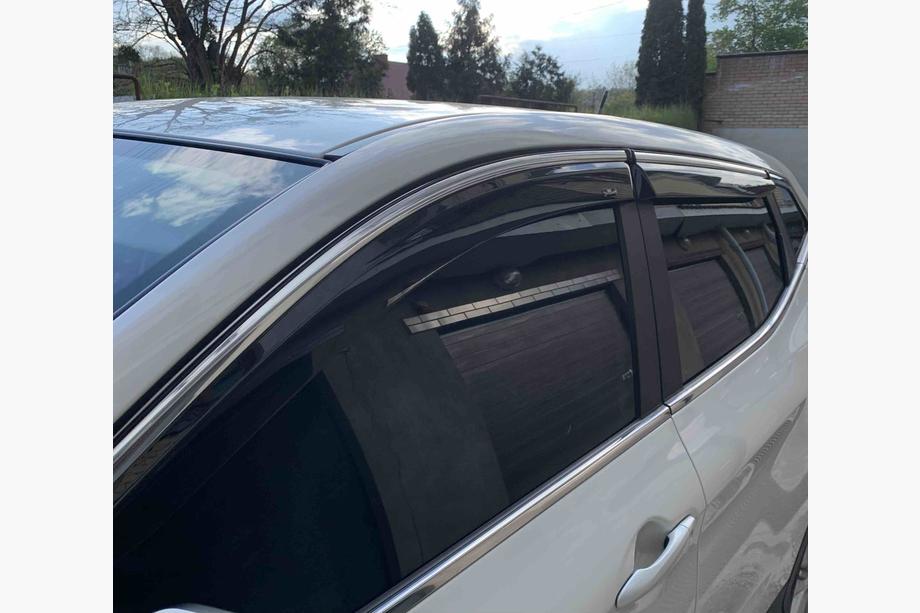 Nissan Qashqai 2014-2021 гг. Ветровики с хромированным молдингом (Niken, 4 шт) Фото 1