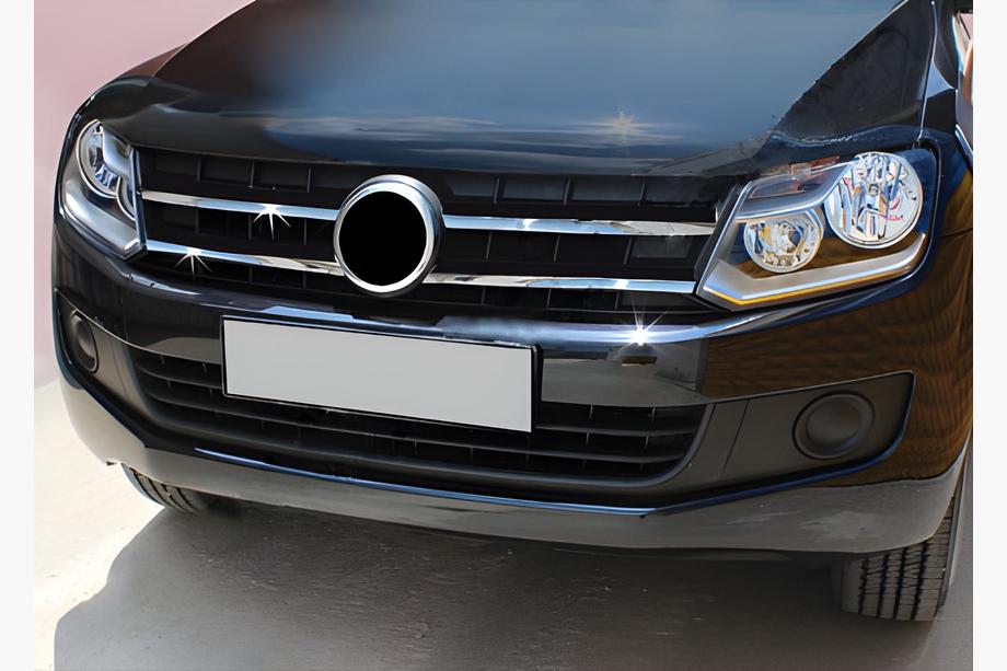 Volkswagen Amarok 2010-2022 гг. Хром накладки на решетку радиатора 2010-2016 (узкие полоски, 4 шт, нержавейка) Фото 2