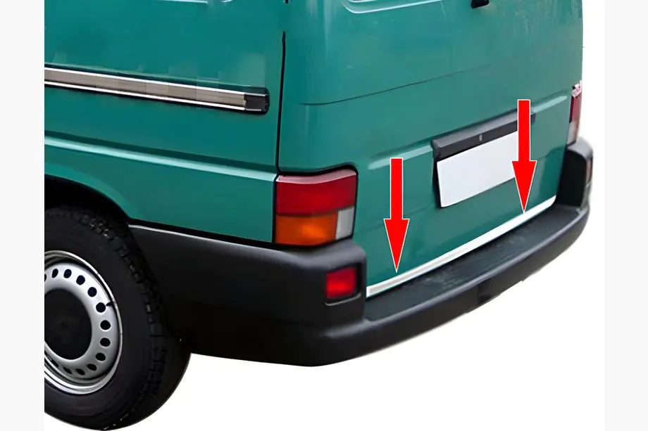 Volkswagen T4 Caravelle/Multivan 1990–2003 гг. Накладка на задний бампер нержавейка OmsaLine, Задняя дверь - 2 двери Фото 1