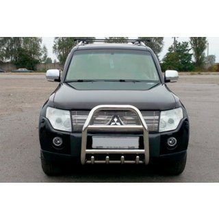 Кенгурятник QT007 (нержавейка) Mitsubishi Pajero Wagon III 1999-2006 гг. фото 1