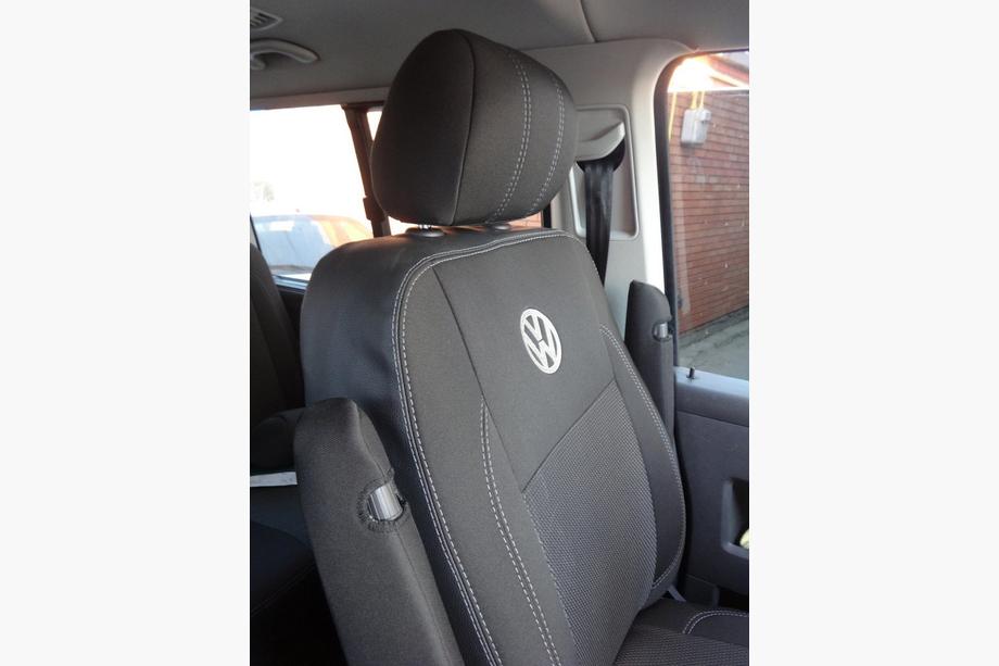 Volkswagen T5 Caravelle 2004-2010 гг. Авточехлы (Эко-кожа и Ткань, Premium) Полный салон Фото 14
