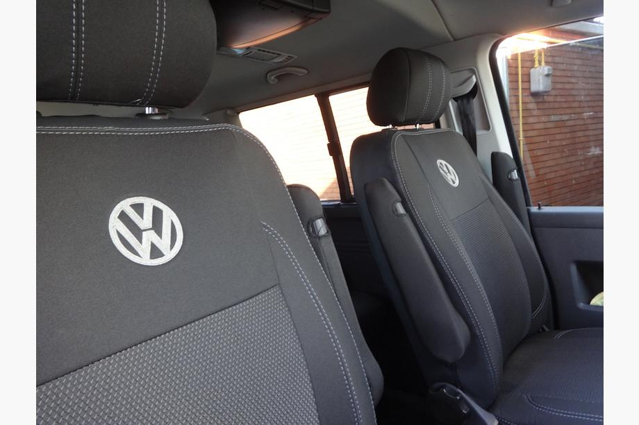 Volkswagen T5 2010-2015 гг. Авточехлы (Эко-кожа↗Ткань, Premium) Передние сиденья (1+1) Фото 9
