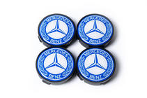 Mercedes-Benz Колпачки на диски 55,5мм/57мм без кольца (комплект 4 шт., синие) фото 2