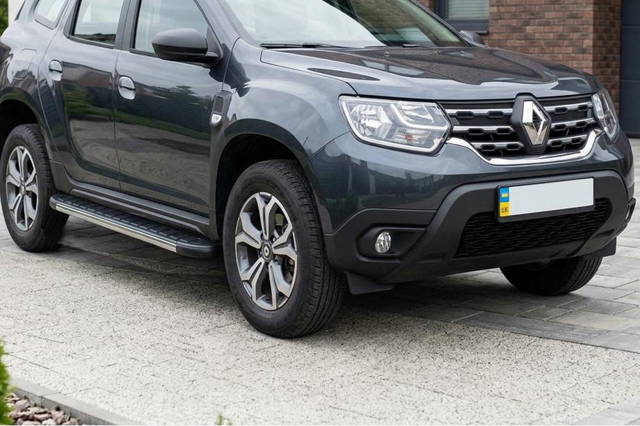 Renault Duster 2018-2024 гг. Боковые пороги DURU (2 шт, алюминий) Image
