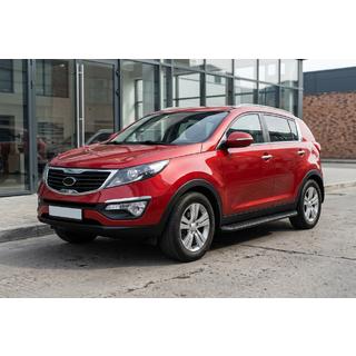 Боковые Подножки Tayga Black (2 шт., Алюминий) Kia Sportage 2010-2015 гг. фото 1